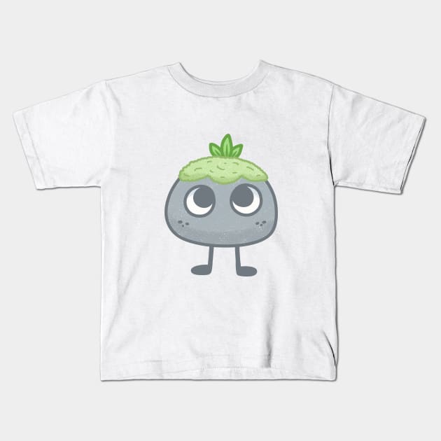 Pebble the rock friend Kids T-Shirt by KammyBale